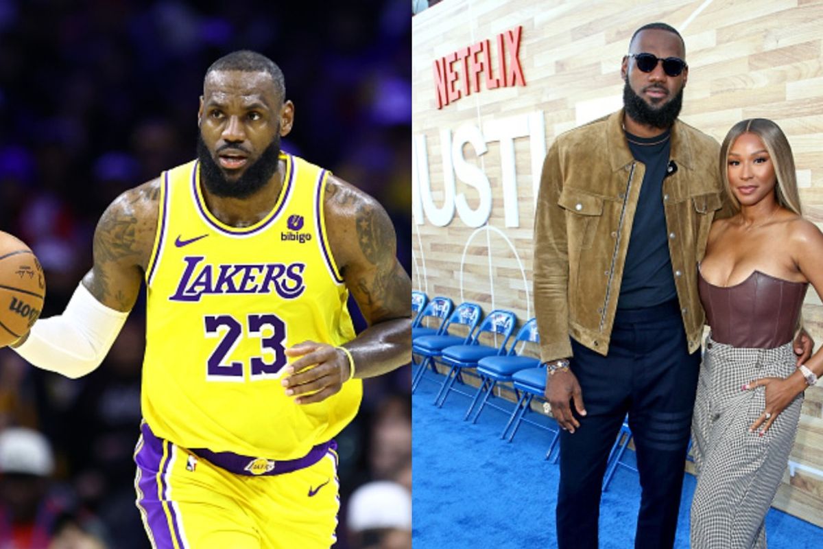 LeBron James with his wife in the frame