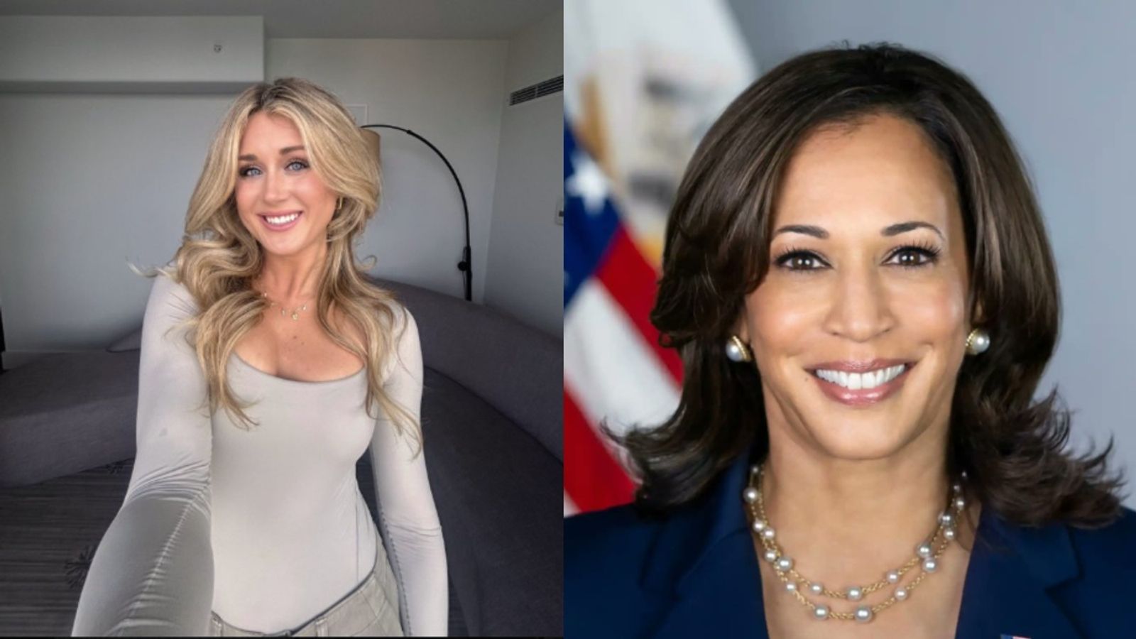 "Such misleading verbiage;" Riley Gaines criticizes Kamala Harris for advocating healthcare for women post-abortion Riley Gaines and Kamala Harris in the frame