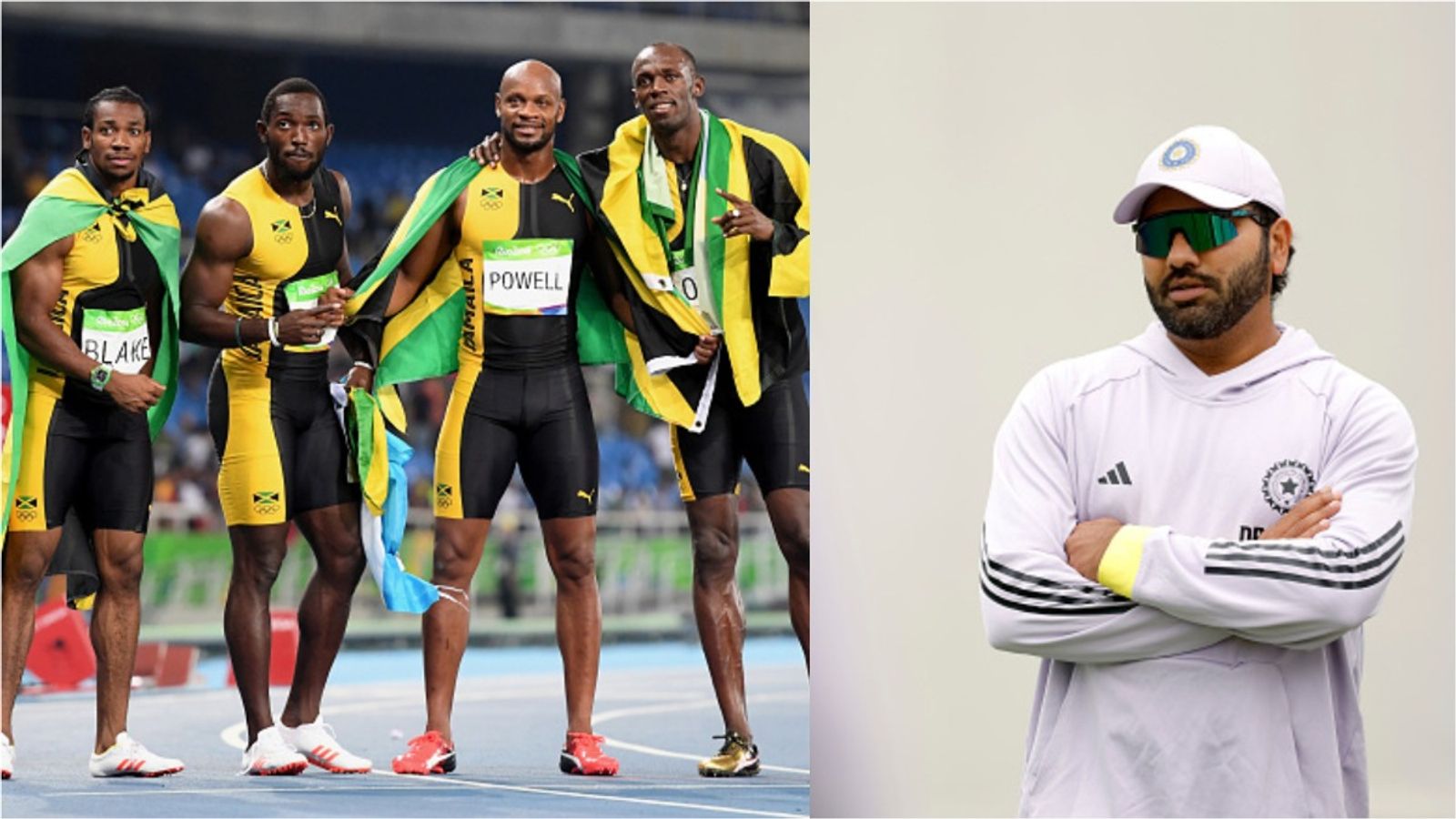 Who is Olympic Gold Medalist that came in support of Indian Captain Rohit Sharma after his sacking news from 5th Test? says, 'Exceptional captain...' Usain Bolt, Yohan Blake Asafa Powell, Nickel Ashmeade and Rohit Sharma in the frame