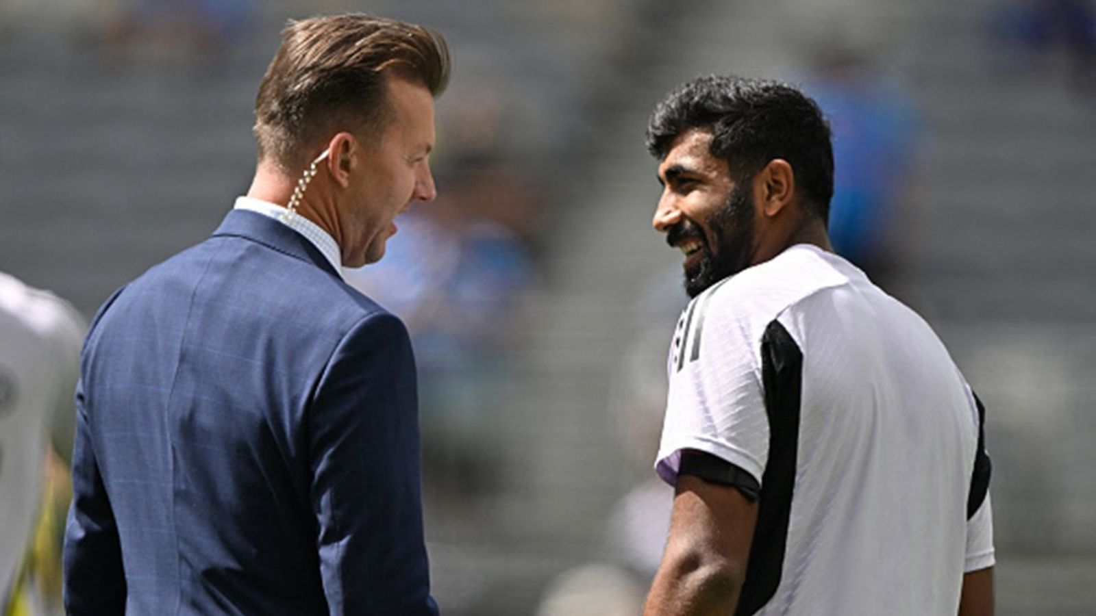 Brett Lee gives massive update on Jasprit Bumrah's injury and it is not what Prasidh Krishna said in press conference India's captain Jasprit Bumrah (R) talks with Australia's former cricketer Brett Lee.