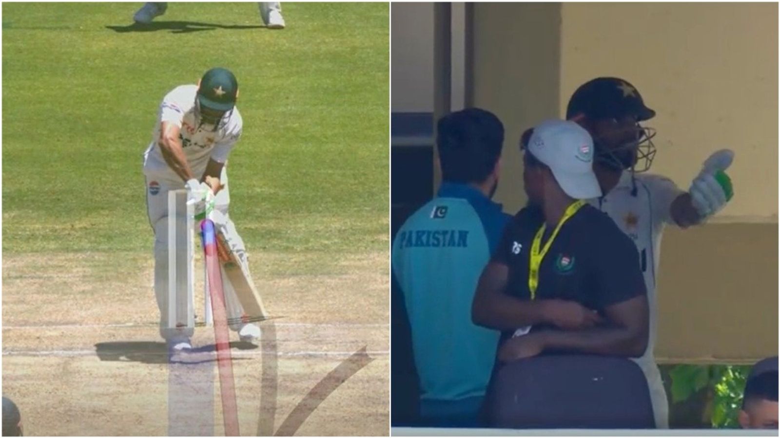 After snicko controversy in Australia, hawkeye comes under scanner as Shan Masood left 'baffled' by lbw dismissal where outswinger was shown as inswinger Shan Masood reacts in the dressing room to a dodgy lbw call as he feels hawkeye malfunctioned.