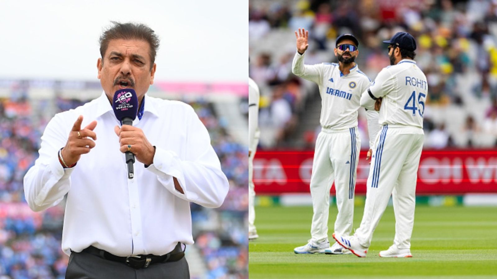 'If there's a gap for them, I think they should...': Ravi Shastri's massive advice for struggling Rohit Sharma and Virat Kohli after Border-Gavaskar Trophy 2024-25 Ravi Shastri along with Rohit Sharma and Virat Kohli