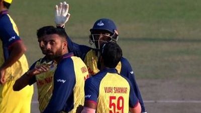 India's 32-yr-old spinner wreaks havoc with the ball in perfect audition for Champions Trophy 2025, grabs fiery fifer in crucial match Tamil Nadu's star spinner Varun Chakaravarthy in frame