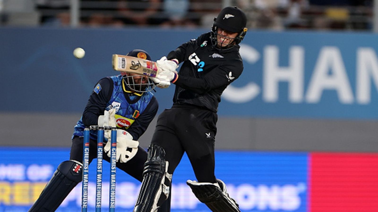 Mark Chapman's 81 ends in losing cause as New Zealand get bowled out for 150, Sri Lanka register consolation win by 140 runs Mark Chapman of New Zealand hits the ball during game three of the ODI series against Sri Lanka at Eden Park, on January 11, 2025, in Auckland.