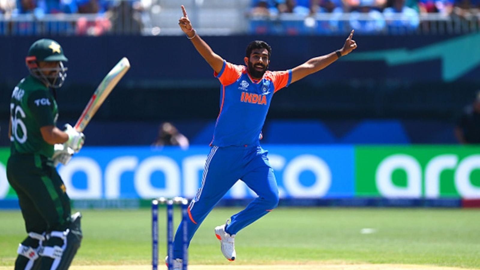 Huge blow to India ahead of ICC Champions Trophy 2025, Jasprit Bumrah likely to miss India vs Pakistan and other group stage matches Jasprit Bumrah of India celebrates after taking the wicket of Babar Azam of Pakistan during the ICC Men's T20 Cricket World Cup match at Nassau County International Cricket Stadium on June 09, 2024 in New York.