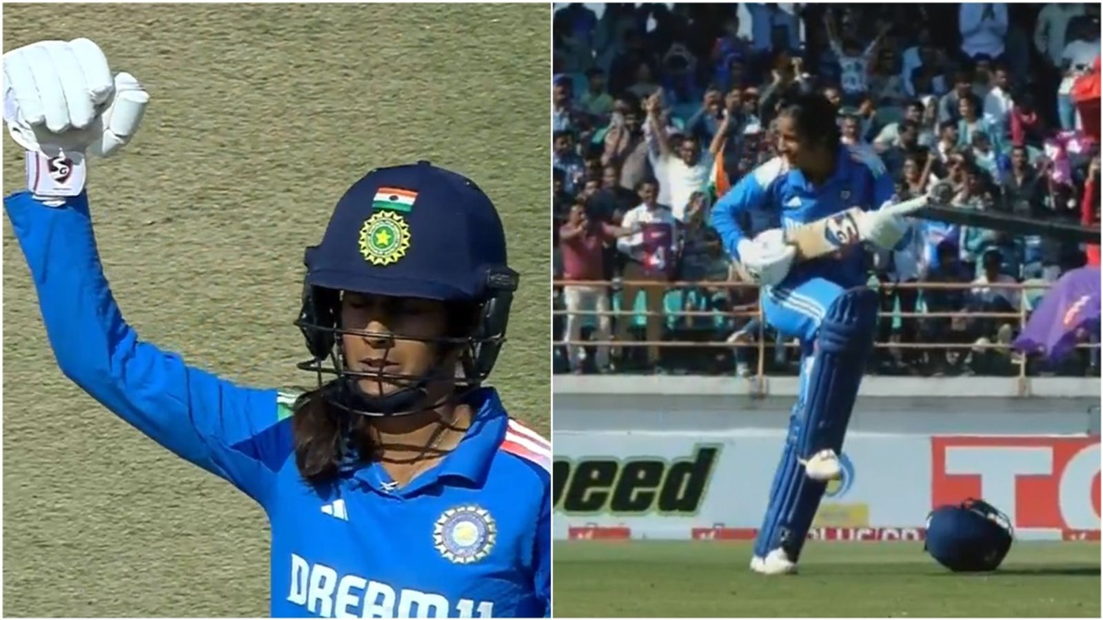 INDW vs IREW: India post their highest ever ODI score as Jemimah Rodrigues scores her career's maiden century Jemimah Rodrigues celebrates her maiden ODI century.