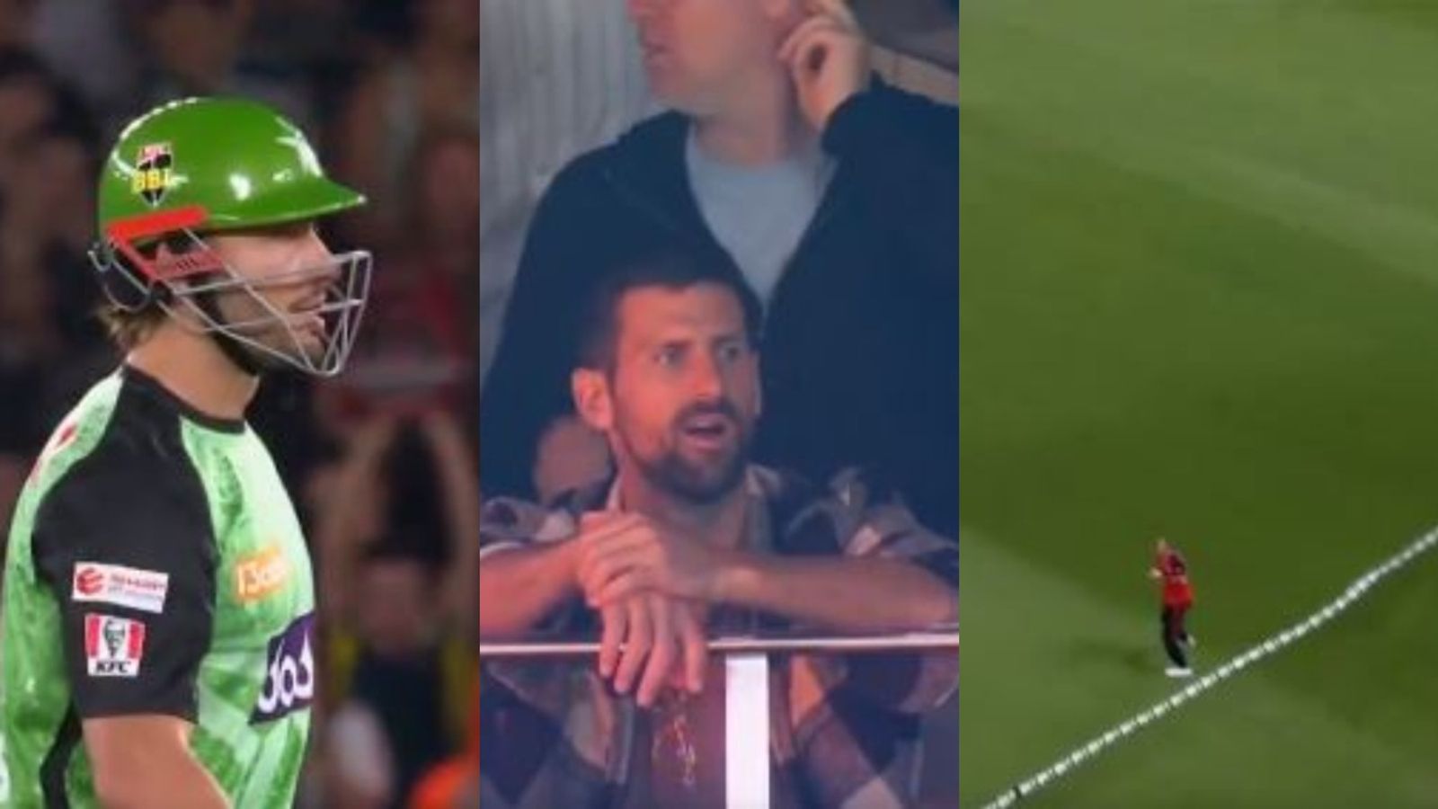 Watch: Novak Djokovic left in utter disbelief after Marcus Stoinis almost hit the roof to only get caught at the ropes during BBL clash, video goes viral Watch: Novak Djokovic left in utter disbelief after Marcus Stoinis almost hit the roof to only get caught at the ropes during BBL clash, video goes viral