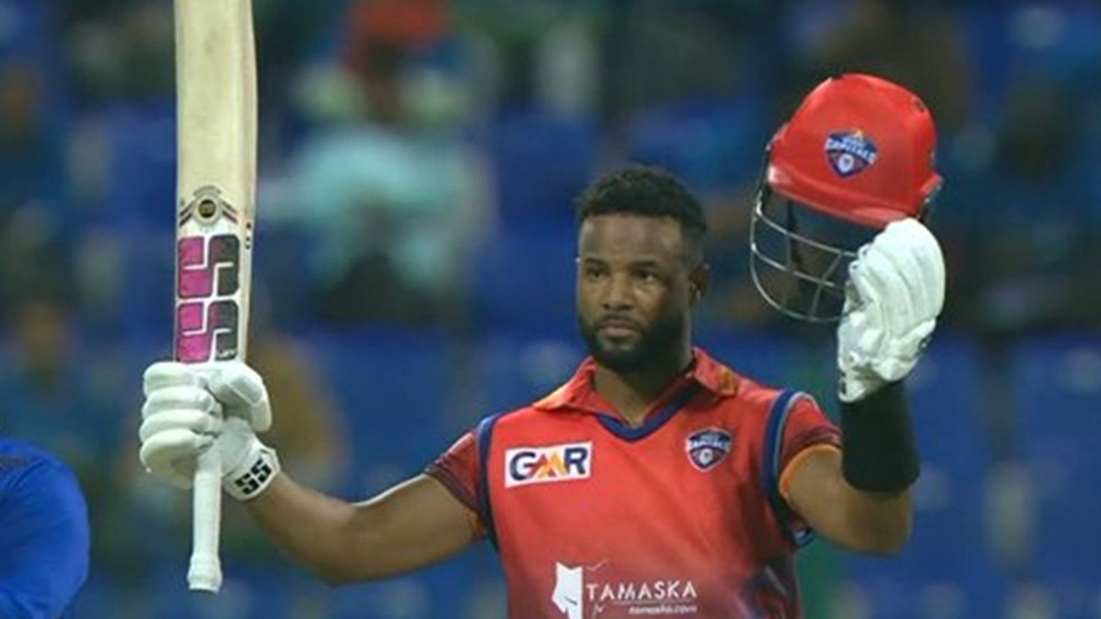 Unsold in IPL mega auction, ex-Delhi Capitals batter smashes century for Dubai but gets no support in 26-run loss to MI Emirates Shai Hope celebrates his maiden ILT20 century for Dubai Capitals.