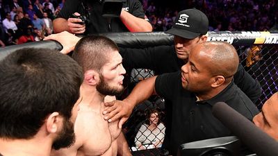 UFC Legend Daniel Cormier Leaves Humorous Remark on Khabib Nurmagomedov's Flight Controversy, 'Get thrown off the flight' Khabib Nurmagomedov and Daniel Cormier in the frame.