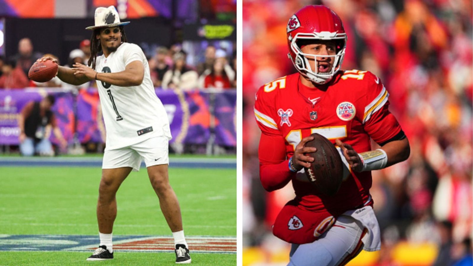 Cam Newton and Patrick Mahomes in the frame.