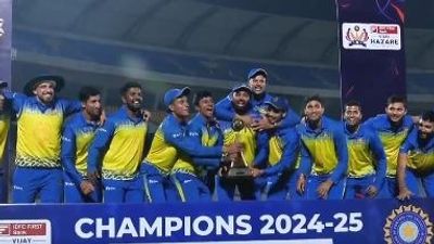 Karnataka become Vijay Hazare Trophy champions for record 5th time after toppling Karun Nair's Vidarbha by 36 runs in thrilling final Karnataka players celebrate after winning Vijay Hazare Trophy 2024-2025 title