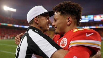 Fans Call Chiefs-Texans Divisional game 'rigged' following Controversial decisions by referees Fan made pictures by AI where patrick mahomes is seen hugging Referees (Source - NFL memes)