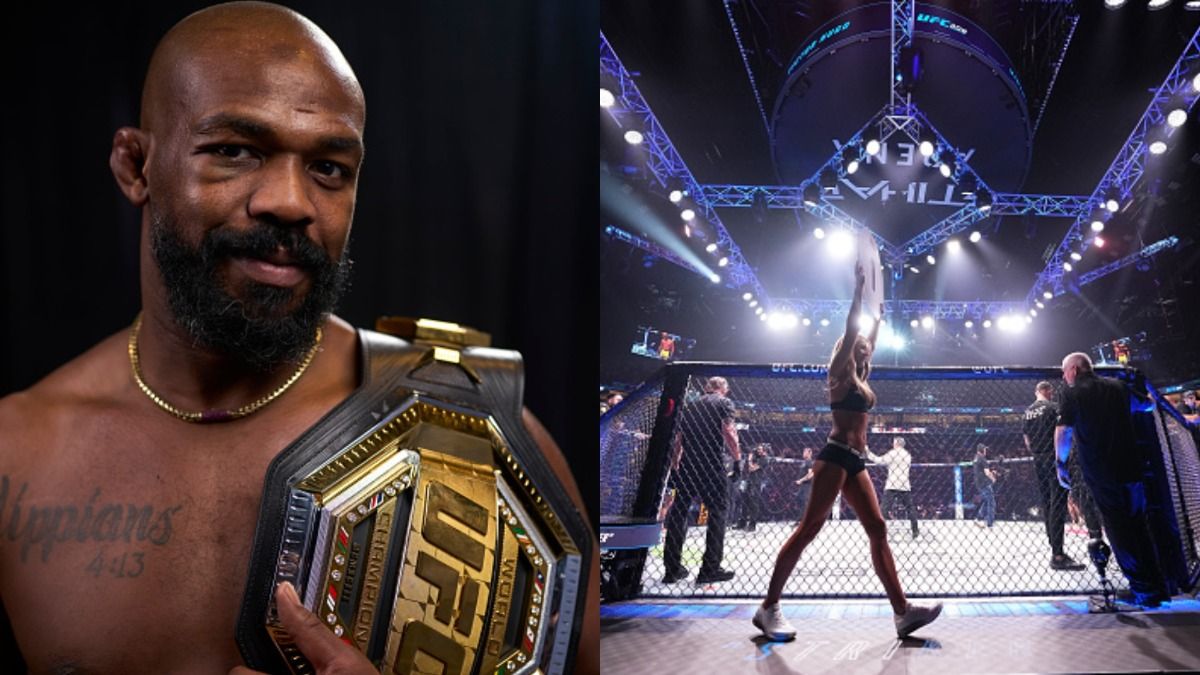 Jon Jones congratulates a former UFC Octagon Girl