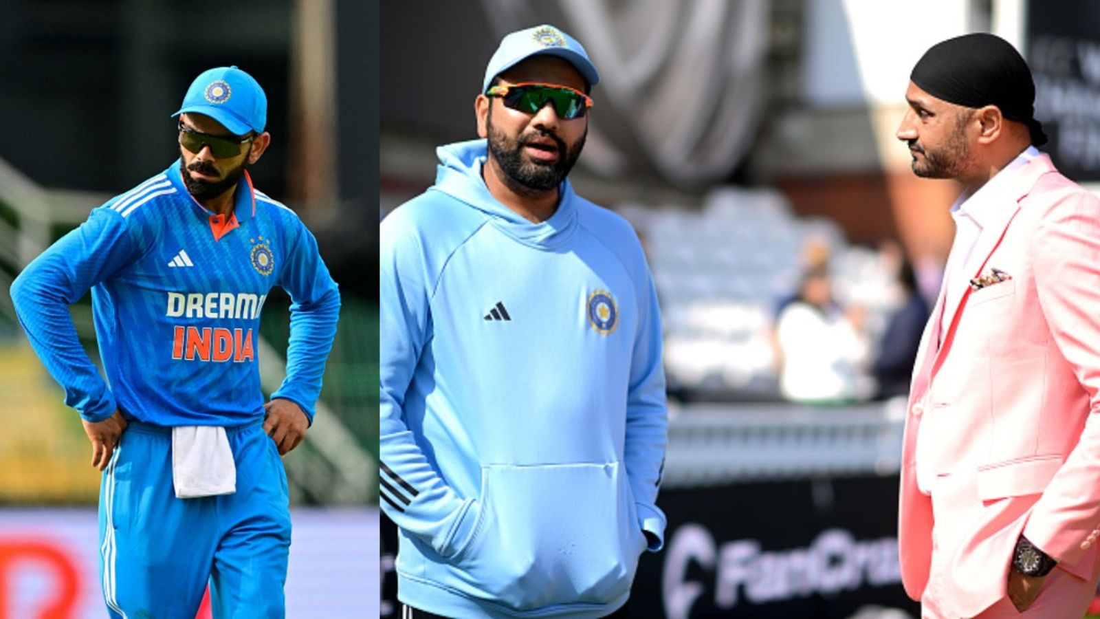 'Bada khiladi wahi hota hai jo...': Harbhajan Singh's bold statement on Virat Kohli, Rohit Sharma ahead of Champions Trophy 2025 L-R: India's Virat Kohli, Rohit Sharma and Harbhajan Singh in frame