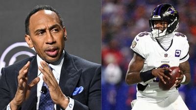 Stephen A. Smith Shares Blunt Opinion on Ravens' QB Lamar Jackson Potentially Winning NFL MVP Award for the Third Time, 'Greatness demands more than...' Stephen A Smth and Lamar Jackson in the frame.