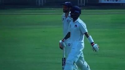 Drama unfolds in Rohit Sharma's Ranji Trophy return as umpires call back Ajinkya Rahane from pavilion after declaring him out Ajinkya Rahane coming back to the field after getting out