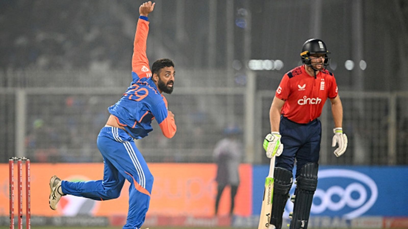 'Helped me be more instinctive... think correctly at the right moment': Varun Chakravarthy wants players to play SMAT, puts it at par with IPL India's Varun Chakravarthy (L) delivers a ball during the first T20I at the Eden Gardens in Kolkata on January 22, 2025.