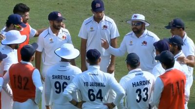 Rohit Sharma's pep talk goes viral after Shardul Thakur's 119 helps Mumbai set a target of 205; watch video Rohit Sharma, Mumbai Ranji team huddle