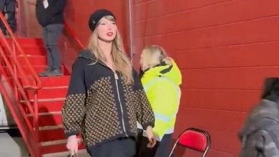 Taylor Swift Breaks the Internet By Arriving at the Arrowhead To Support Travis Kelce and The Chiefs Against the Bills In the AFC Championship Game Taylor Swift in the frame.