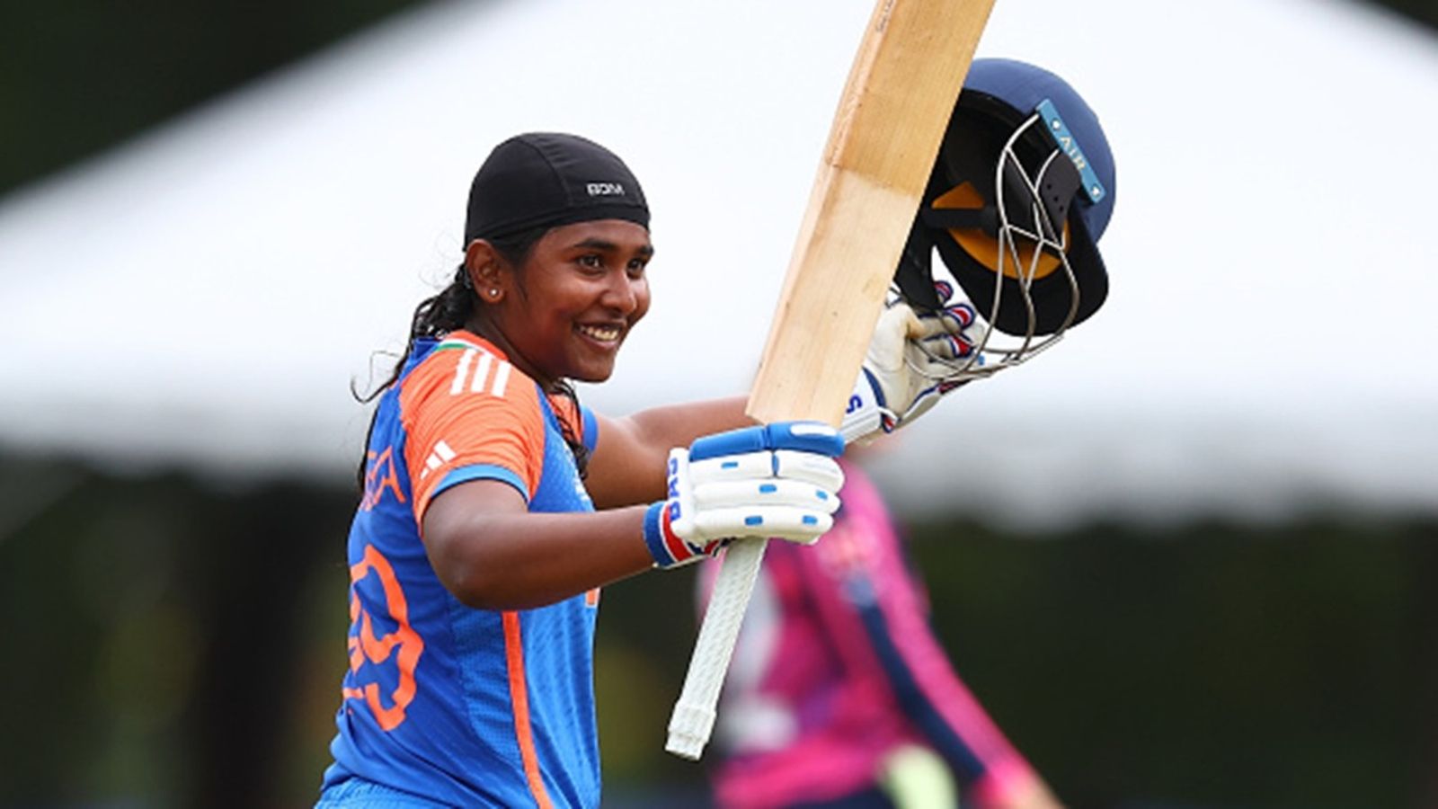 Gongadi Trisha becomes 1st centurion of U19 Women T20 World Cup, then takes 3 wickets as India beat Scotland by 150 runs Gongadi Trisha of India celebrates her century during the ICC Women's U19 T20 World Cup 2025 Super Six match against Scotland at Bayuemas Oval on January 28, 2025 in Kuala Lumpur, Malaysia.