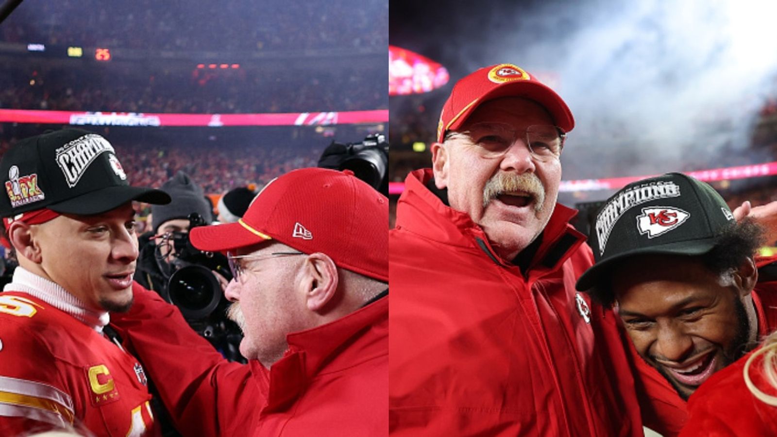 "That's a rare thing," Kansas City Chiefs HC Andy Reid explains what makes his team standout of the rest Kansas City Chiefs' head coach Andy Reid expresses his emotions (via Getty)