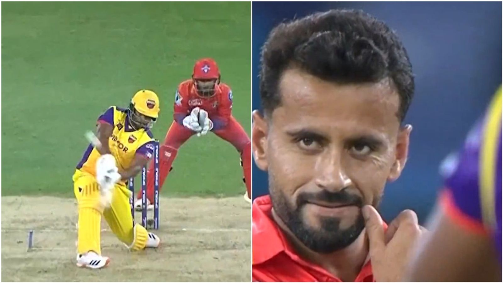 WATCH: Johnson Charles turns left-hander to counter Zahir Khan as he leaks 28 runs in over, leads Sharjah Warriorz to 9-wicket win over Dubai Capitals Zahir Khan (R) reacts as Johnson Charles turns left-handed and hits him for a six.