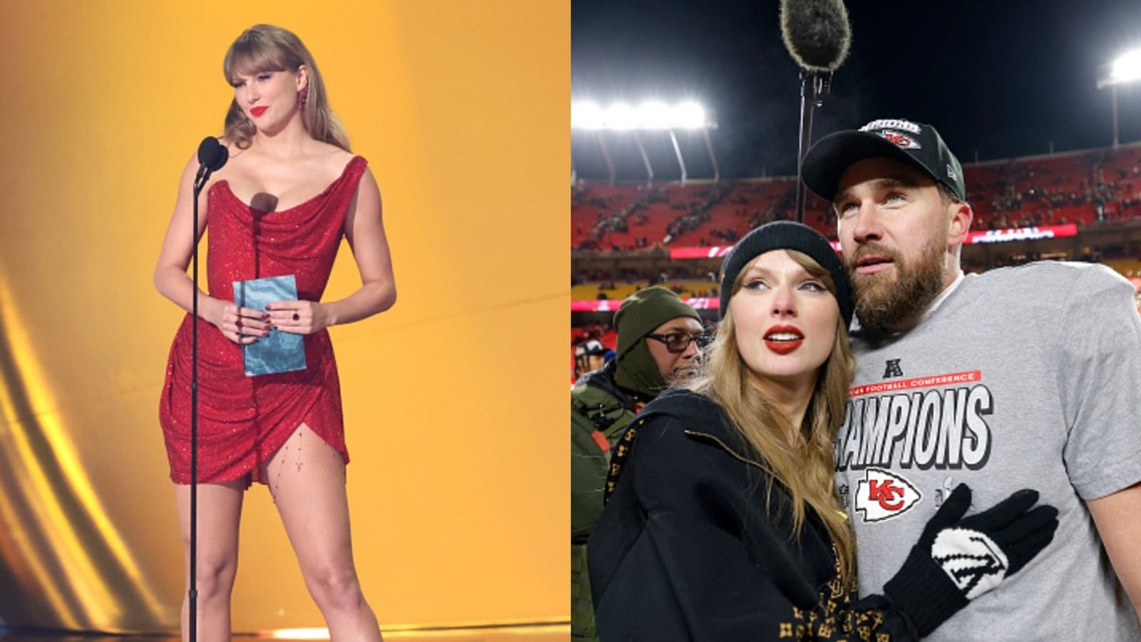 Taylor Swift turns heads at Grammys 2025 with a bold fashion tribute to boyfriend Travis Kelce Taylor Swift's Fashion Tribute to Travis Kelce (via Getty)
