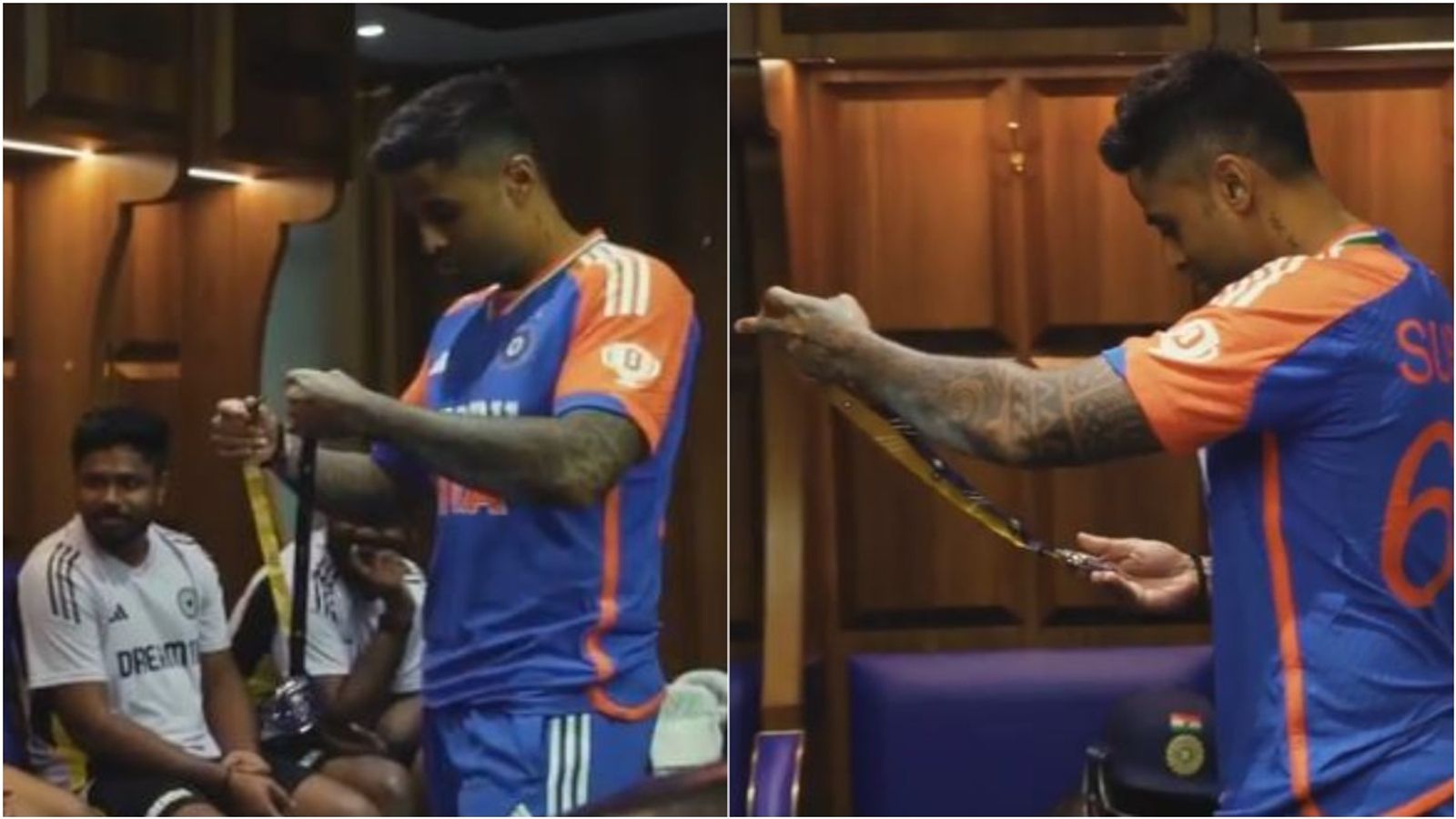 Watch: Suryakumar Yadav builds full suspense before presenting Impact Fielder of the Series medal to 24-yr-old star in dressing room BTS Suryakumar Yadav presented the Impact fielder of the series medal to Dhruv Jurel