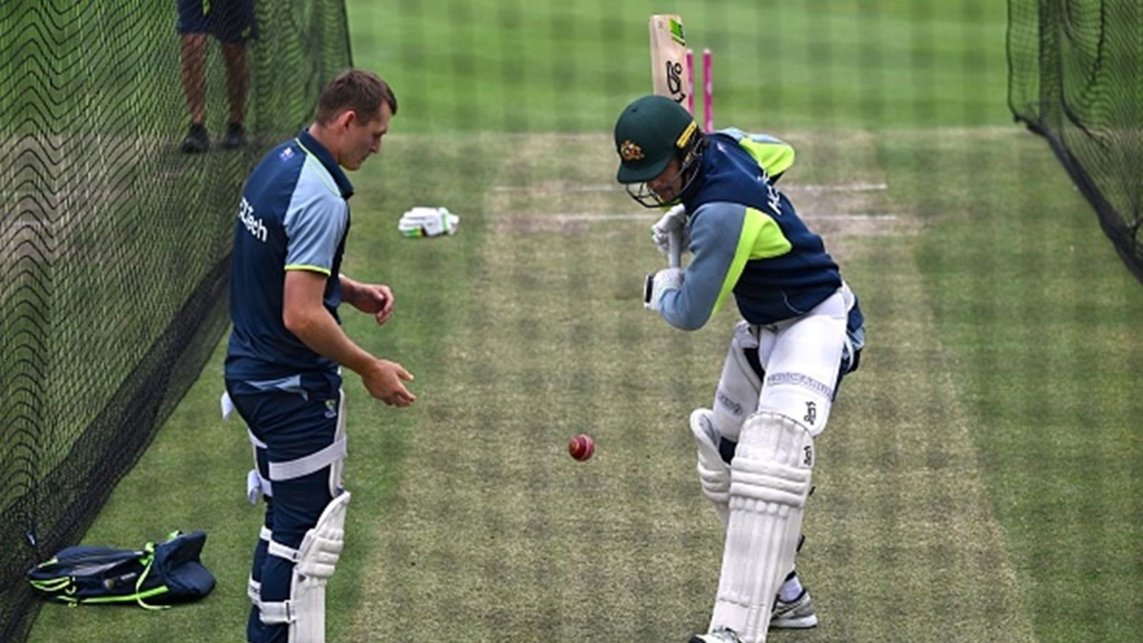 Australia batter leaves Sri Lanka midway through the series to play in this tournament Australia's Marnus Labuschagne (L) assists Sam Konstas during a net practice session.