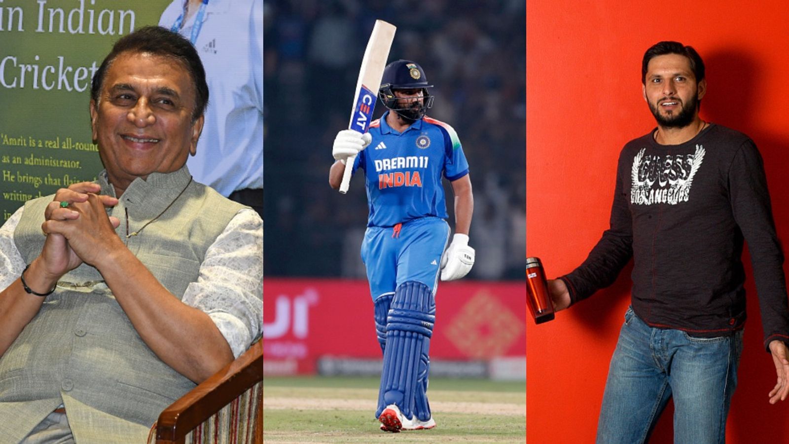 'Afridi might be tempted to come out of retirement': Sunil Gavaskar's hilarious jibe at Ex-Pakistan captain after Rohit Sharma closes the gap for historic record Sunil Gavaskar, Shahid Afridi, and Rohit Sharma in frame