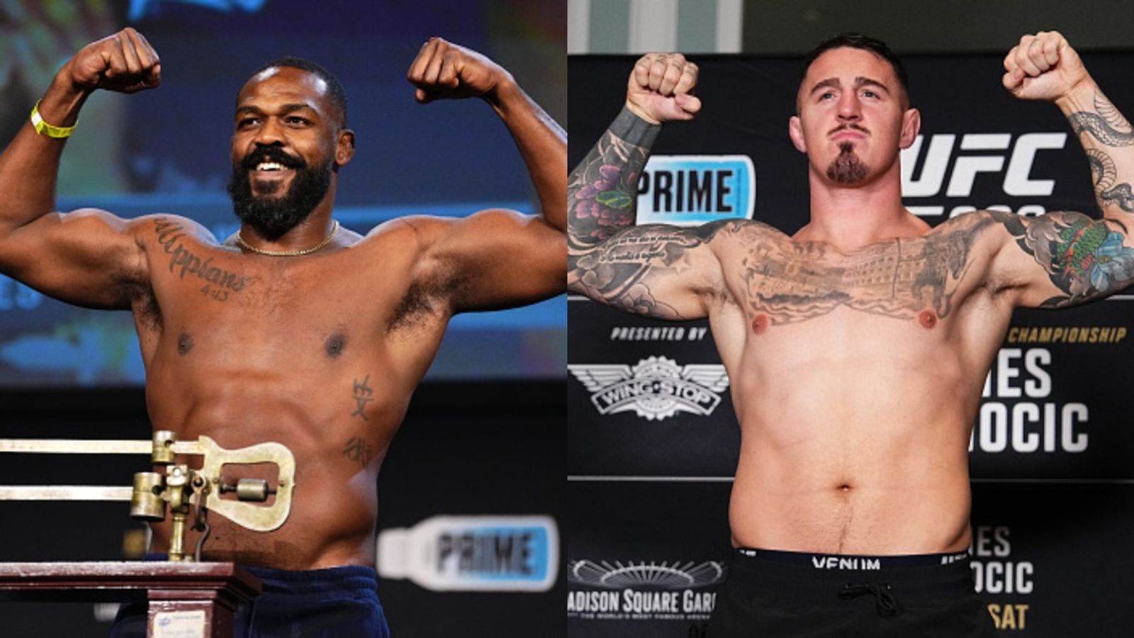 Throwback to when Jon Jones faced a scorching comeback from Tom Aspinall over his "he hasn't done anything" claim Jon Jones and Tom Aspinall in the frame (via Getty)