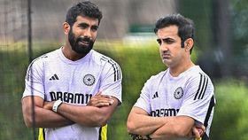 India's pace maestro Jasprit Bumrah (L) and Head Coach Gautam Gambhir in frame India's pace maestro Jasprit Bumrah (L) and Head Coach Gautam Gambhir in frame