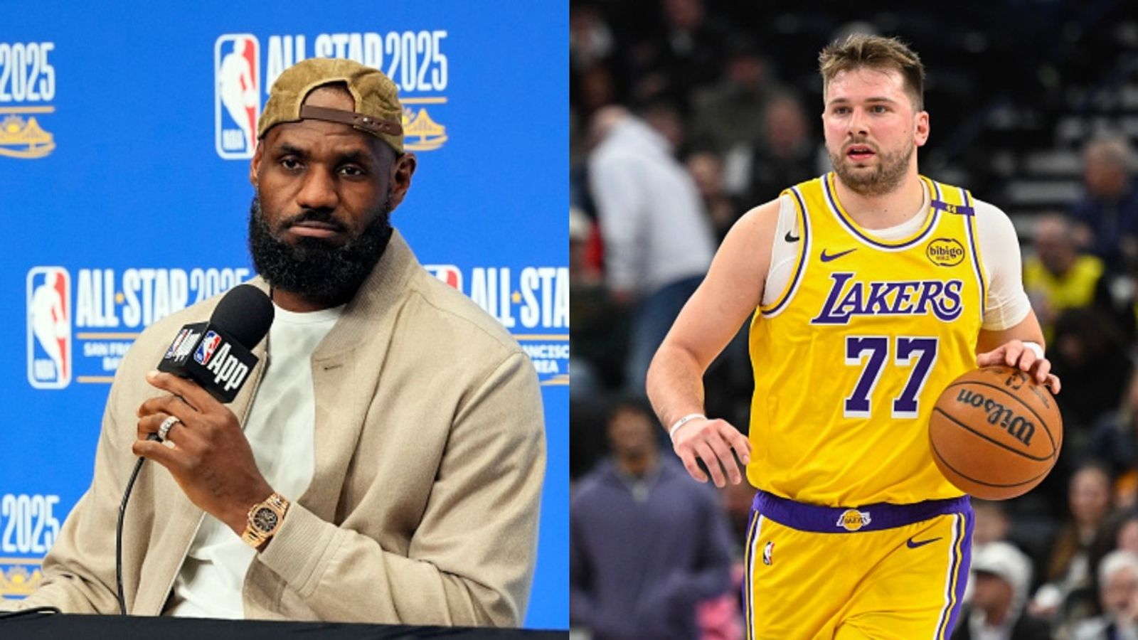 LeBron James shares strong reaction to Luka Doncic's below par showing against the Charlotte Hornets LeBron James and Luka Doncic in the frame (via Getty)
