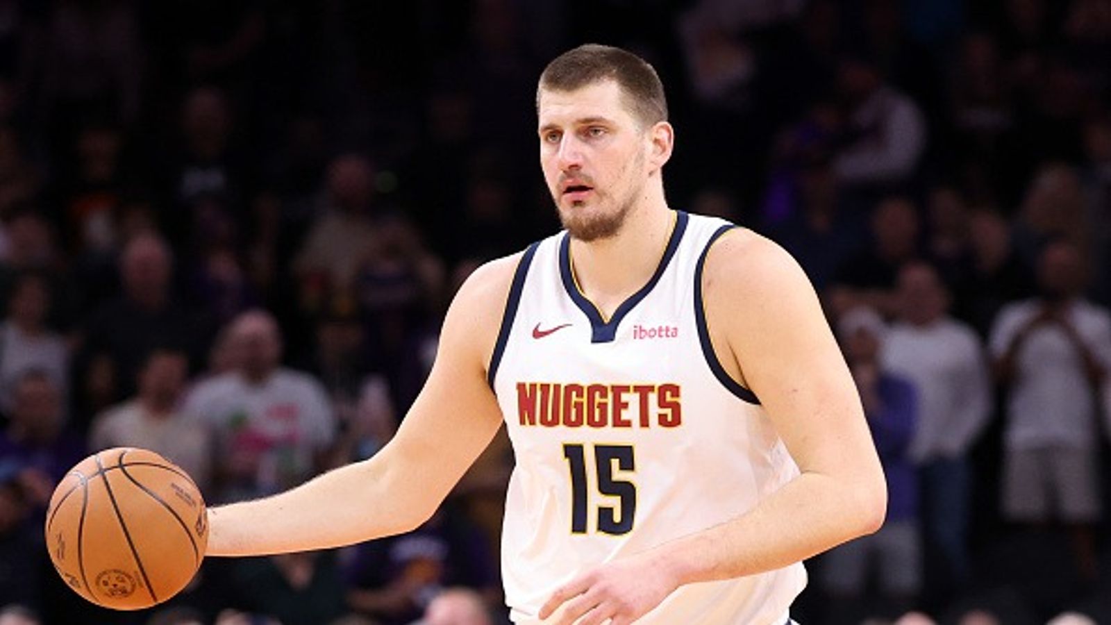 Nikola Jokic Injury Report: Will the Nuggets star center play tonight against the Hornets? Nikola Jokic in the frame.