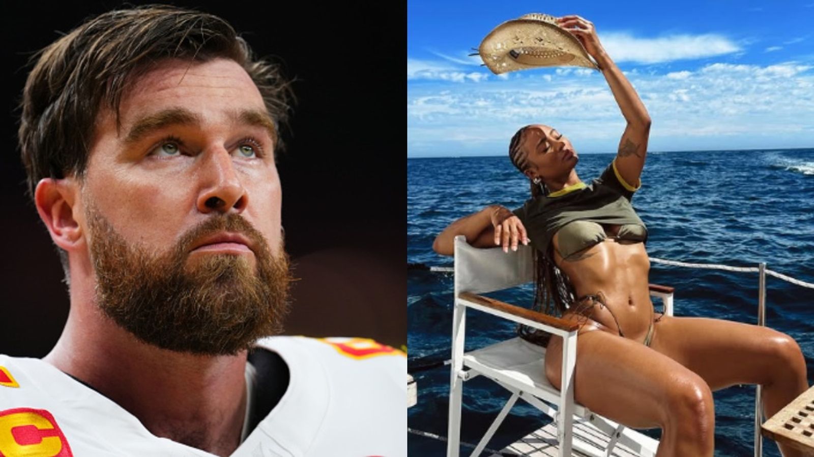 WATCH: Travis Kelce’s ex Kayla Nicole drops seductive Fenty ad, fans stunned by her jaw-dropping campaign Travis Kelce and Kayla Nicole in the frame (via Getty)