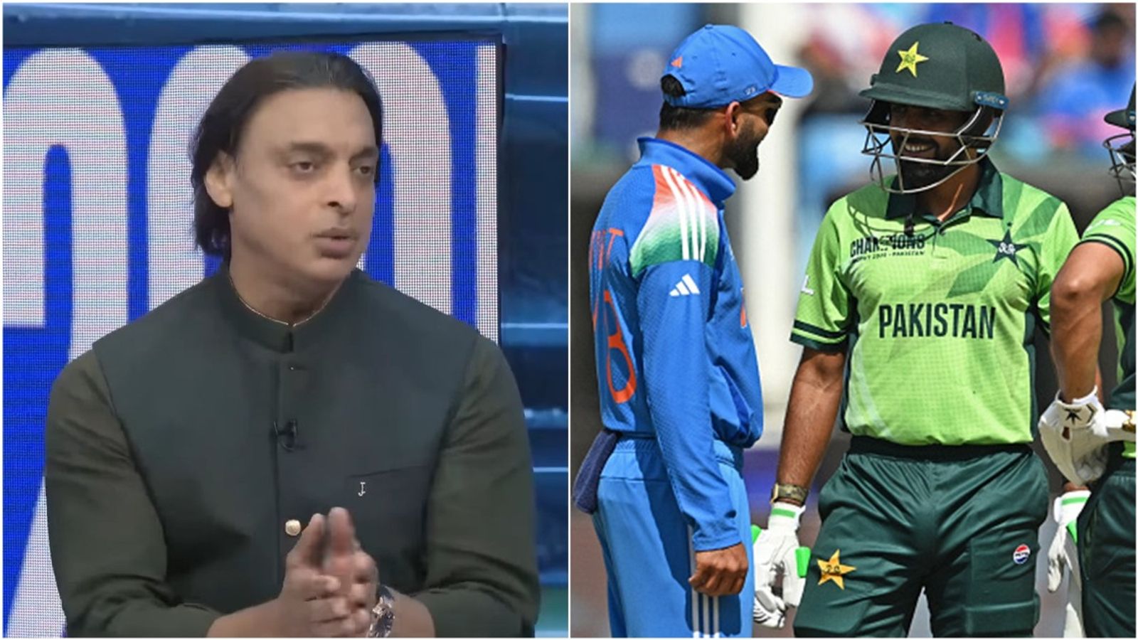 'Who is Babar Azam's hero? Tuk Tuk? You were a fraud from the beginning': Furious Shoaib Akhtar doesn't wish to talk about Pakistan team anymore Shoaib Akhtar speaking during a post-match show; Virat Kohli and Babar Azam interact during Champions Trophy 2025 clash.