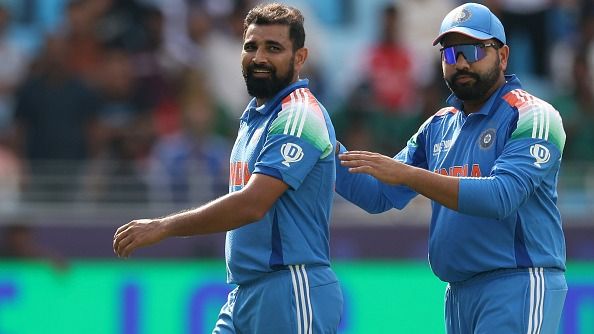 Mohammed Shami and Rohit Sharma in frame