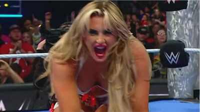 Women Wrestler's Wardrobe Malfunction forces WWE to cut live TV broadcast to black screen Tiffany Stratton in the frame