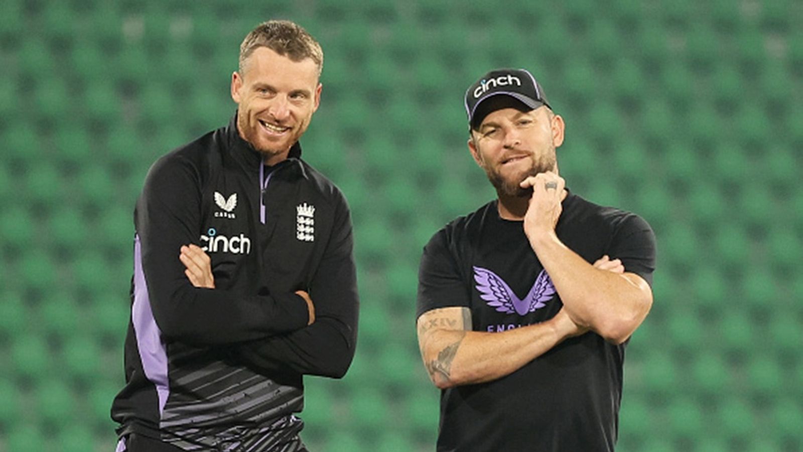 'I think it's a unique tournament. One team playing in a different place but...': Jos Buttler's sly dig at India for playing all matches in Dubai Jos Buttler of England talks to Brendon McCullum, Coach of England during a net session during the ICC Champions Trophy 2025 on February 25, 2025 in Lahore, Pakistan.