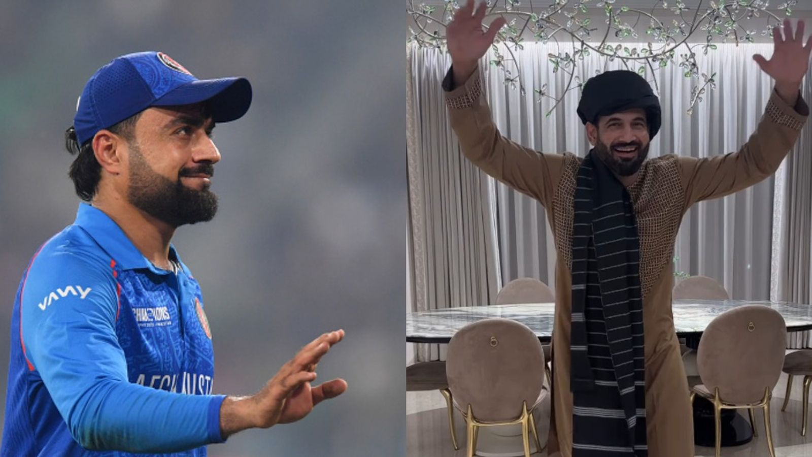 WATCH: Rashid Khan's reaction to Irfan Pathan's social media post for Afghanistan's win over England goes viral Rashid Khan and Irfan Pathan