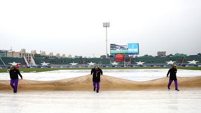 Pakistan vs Bangladesh clash called off due to persistent rain as Rizwan's brigade and Shanto's men sign off Champions Trophy without a win The covers cover the pitch as rain delays the start of the Champions Trophy 2025 group match between Pakistan and Bangladesh on February 27