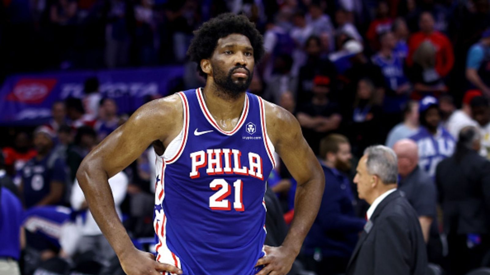 76ers to reportedly force Joel Embiid into 'medical retirement' after his season ending knee injury Joel Embiid in the frame