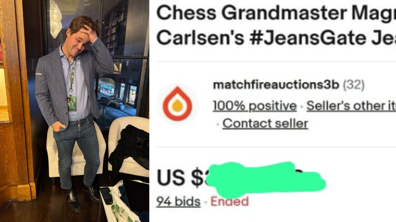 How much did World No.1 Magnus Carlsen's World Famous Jeans Fetch After heated Bidding War? know as it break auction records Magnus Carlsen in the frame
