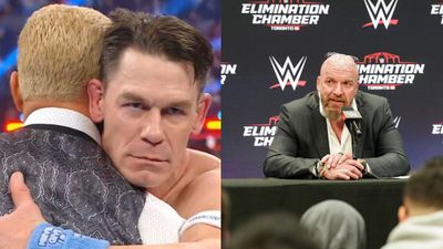 John Cena’s Shocking Heel Turn at WWE Elimination Chamber: Here's how Backstage team pulled off the Cinema, Know everything about Well-Guarded Secret   John Cena and Triple H in the frame