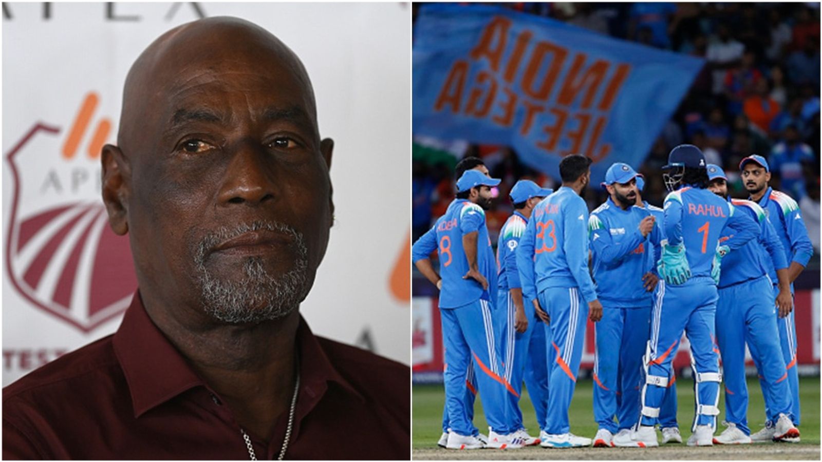 'I would like ICC to come up with an answer, why?': West Indies great Viv Richards echoes former England captains' sentiments on India's 'Dubai advantage' Viv Richards at an event; Team India celebrates a wicket against New Zealand in ICC Champions Trophy 2025 match in Dubai.