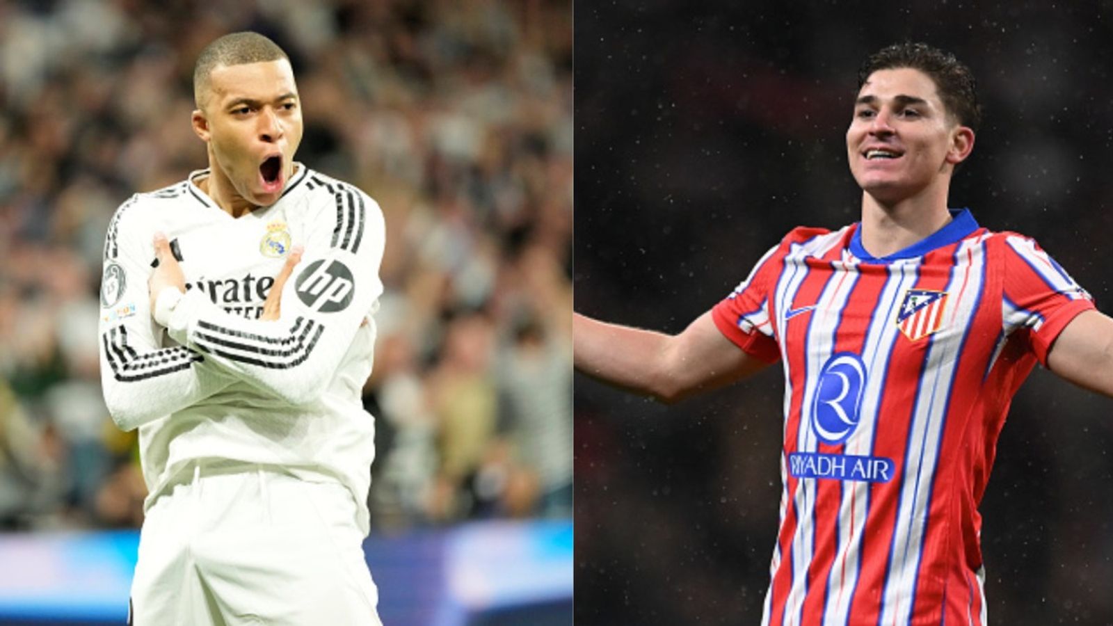 Real Madrid vs Atletico Madrid Live Streaming: How to Watch the Champions League Game in India, USA, UK, and Australia? Kylian Mbappe and Julian Alvarez in the frame.