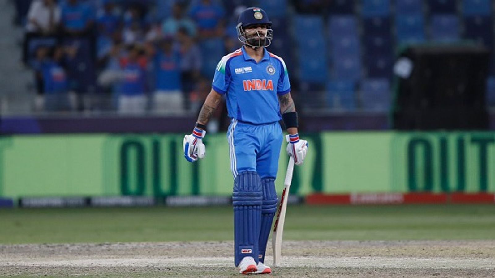 WATCH: ICC shares social media post for Virat Kohli calling him 'sarpanch of cricket' after India's four wicket win against Australia Virat Kohli reacts after getting out against Australia