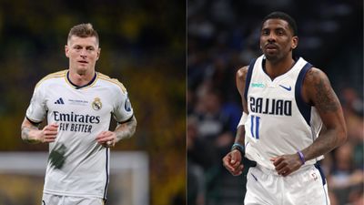 Real Madrid Stalwart Toni Kroos Reacts to Kyrie Irving's Heartbreaking Season-Ending Injury Toni Kroos and Kyrie Irving in the frame.