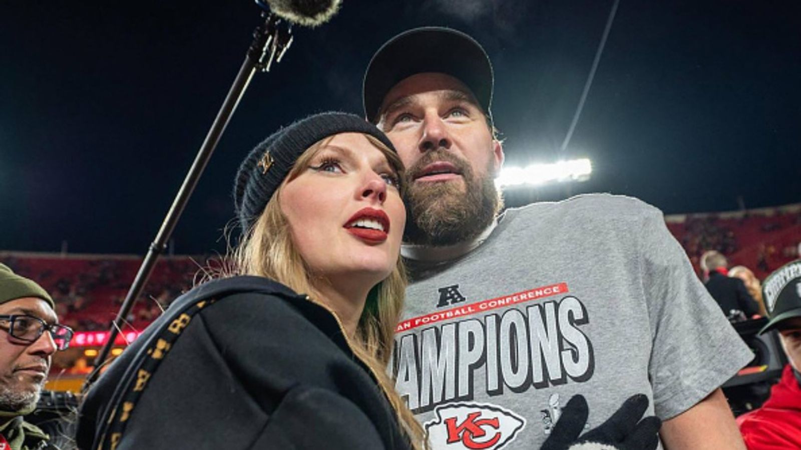 Taylor Swift's close ones spill the beans on the surprise she is planning for Travis Kelce Taylor Swift and Travis Kelce in the frame (via Getty)