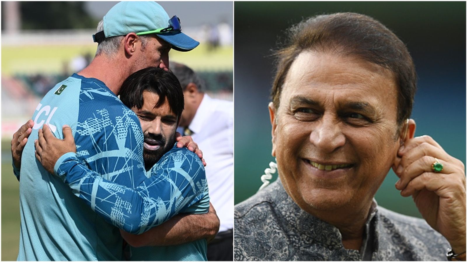 'That's nonsense': Former Pakistan head coach Jason Gillespie tears into Sunil Gavaskar for claiming India's B or C team can beat Pakistan Jason Gillespie hugs Mohammad Rizwan; Former Indian cricketer Sunil Gavaskar.